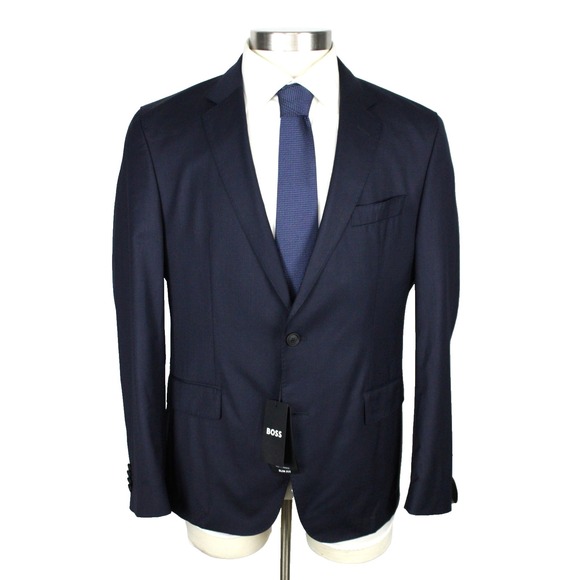 Hugo Boss Other - Hugo Boss Huge Performance Suit 42 S Mens Slim Fit Navy Wool Stretch 2 Piece